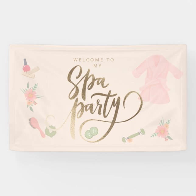 Banderoles Élégant signe d'accueil personnalisé Spa Party (Horizontal)