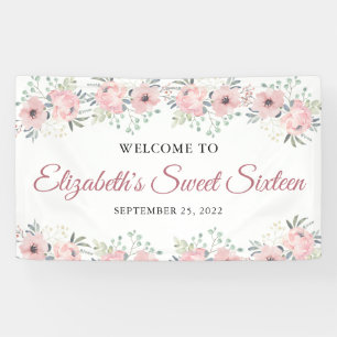 Banderoles Élégant Sweet sixteen or rose rose floral