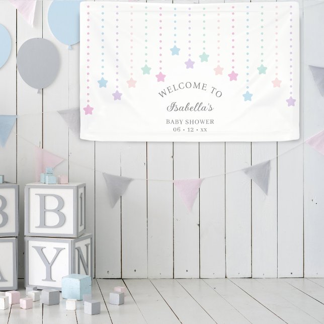 Banderoles Elégant Twinkle Little Stars Baby shower Bienvenue (Créateur téléchargé)