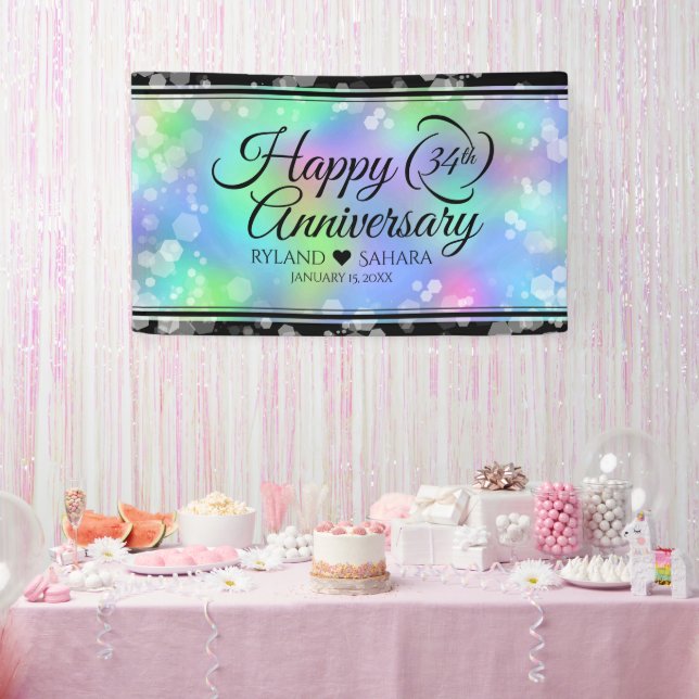 Banderoles Élégante 34e anniversaire du Mariage Opal (Fête)