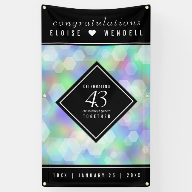 Banderoles Élégante 43ème anniversaire du Mariage Opal (Vertical)
