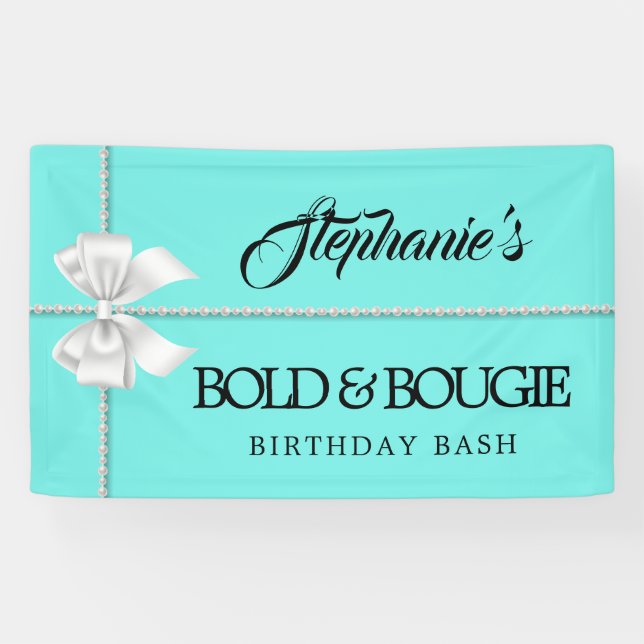 Banderoles Elégante Aqua Turquoise Tiffany Thème Anniversaire (Horizontal)