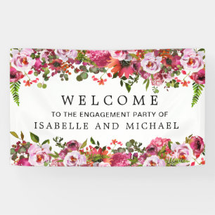 Banderoles Elégante aquarelle Floral Engagement Party Bienven