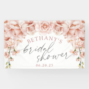 Banderoles Elégante aquarelle rose fleurie douche nuptiale