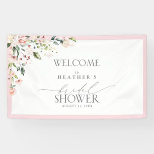 Banderoles Elégante Aquarelle rose Floral Douche Bienvenue