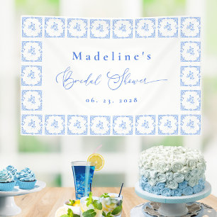 Banderoles Élégante Carrelage Bleu Méditerranéen Baby Shower