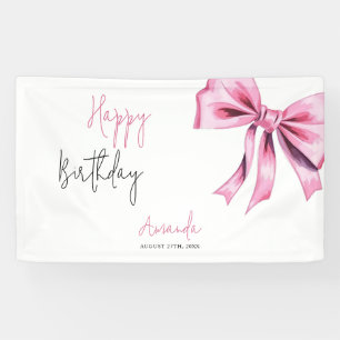 Banderoles Élégante Coquette Rose Bow Sweet 16 Anniversaire
