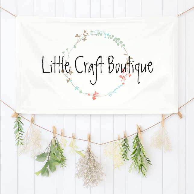 Banderoles Élégante couronne d'art de ligne Fleur sauvage (Elegant Wildflower Line Art Wreath Banner)