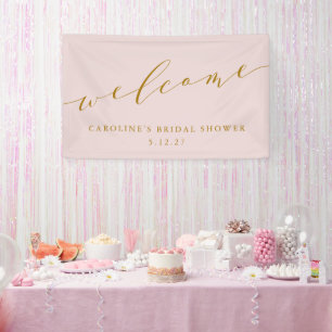Banderoles Élégante Custom Chic Fête de Mariage Rose Bienvenu