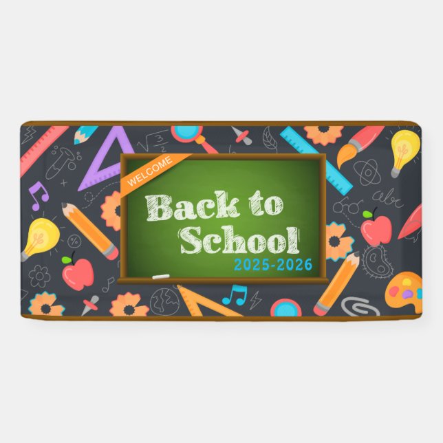 Banderoles Élégante école de script de monogramme (Horizontal)