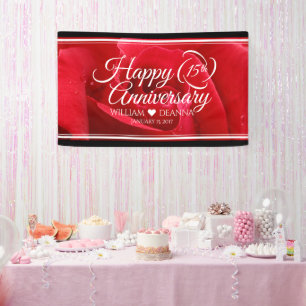 Banderoles Élégante fête du 15e anniversaire du Mariage Rose