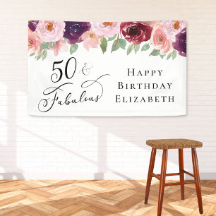 Banderoles Élégante fête du 50e anniversaire de la florale