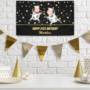 Banderoles Elégante Gold Stars Drôle Animal Couple Anniversai