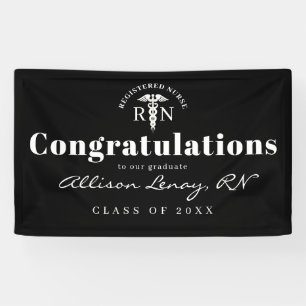 Banderoles Élégante infirmière diplômée Noir Blanc Médi