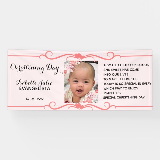 Banderoles Élégante JOURNÉE DE CHRISTENING Événement Pink Par (Horizontal)