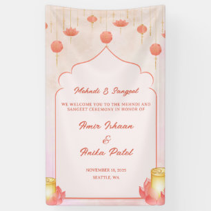 Banderoles Élégante Lanternes Lotus Rose Mehndi Sangeet