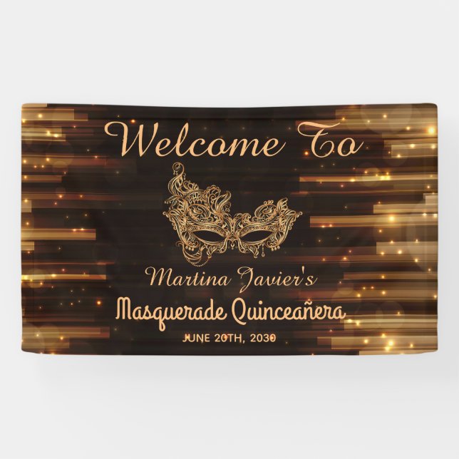 Banderoles Elégante Masquerade Quinceañera 15e anniversaire (Horizontal)