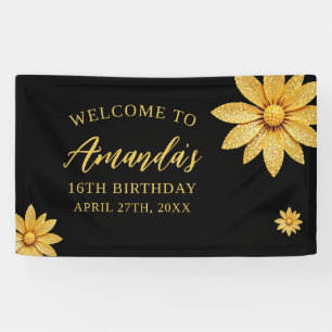 Banderoles Elégante Parties scintillant or Flower Sweet 16 An