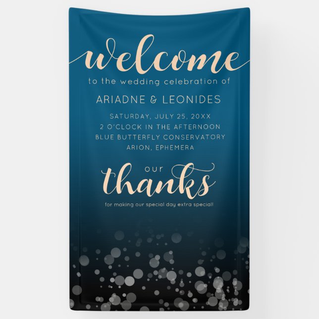 Banderoles Elégante Pêche Océanique Bleu Mariage Bienvenue (Vertical)