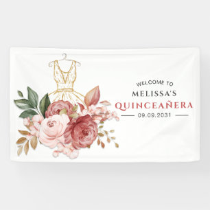 Banderoles Elégante Quinceanera Florale 15e anniversaire