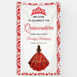 Banderoles Elégante Quinceañera royale rouge