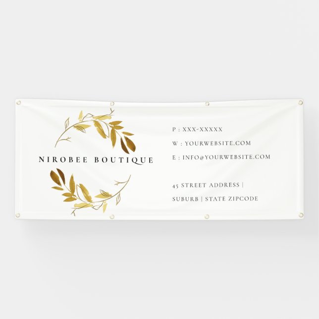 Banderoles Élégante Wreath Gold Foliing Wreath Business Store (Horizontal)