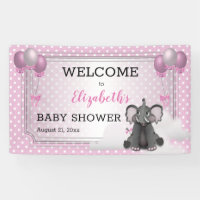 Eléphant | Ballons | Baby shower rose fille points
