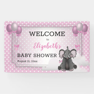 Banderoles Eléphant   Ballons   Baby shower rose fille points