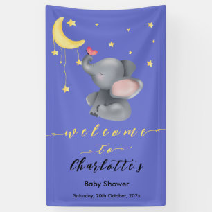 Banderoles Eléphant mignon avec petit Baby shower papillon