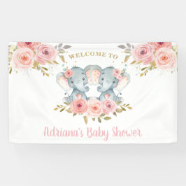 Banderoles Elephant Twins Girls Baby shower Décor