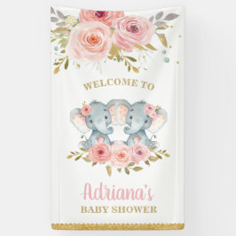 Banderoles Elephant Twins Girls Baby shower Décor