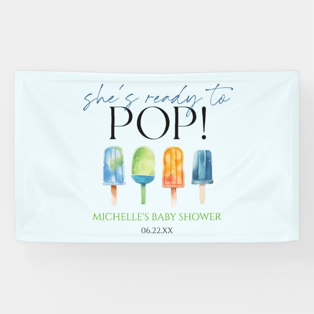 Banderoles Elle est prête à éclater ! Fête de bébé popsicle (Horizontal)