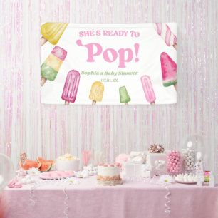Banderoles Elle est prête à faire du Baby shower rose