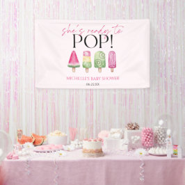 Banderoles Elle est prête à pop ! Baby shower Popsicle
