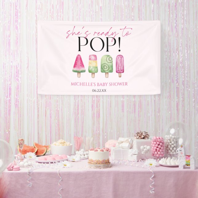 Banderoles Elle est prête à pop ! Baby shower Popsicle (Fête)