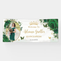 Emerald Green Floral Quinceañera