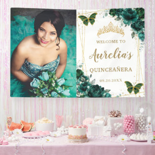 Banderoles Emerald Green Floral Quinceañera Accueil
