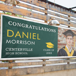 Banderoles Emerald Green Gold Black Photo Graduate Graduate