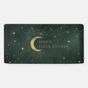 Banderoles Emerald Green Moon Stars Midnight Blue Banner