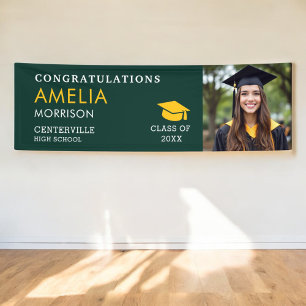 Banderoles Emerald Green Photo Graduate Classe De Diplôme