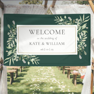 Banderoles Emerald Greenery Foliage Mariage Bienvenue