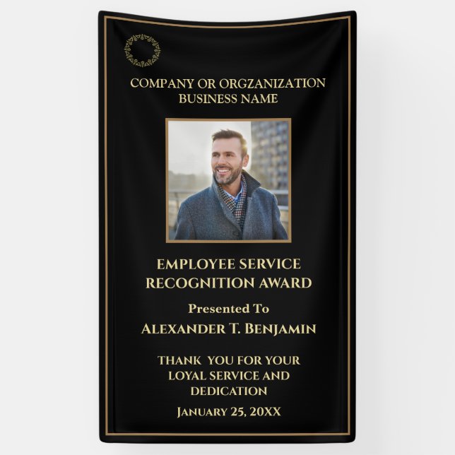 Banderoles Employé De L'Année Photo Logo Gold Awards (Vertical)