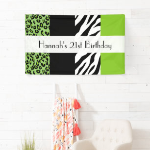 Banderoles Empreinte de léopard, Zebra Print, Vert, Anniversa