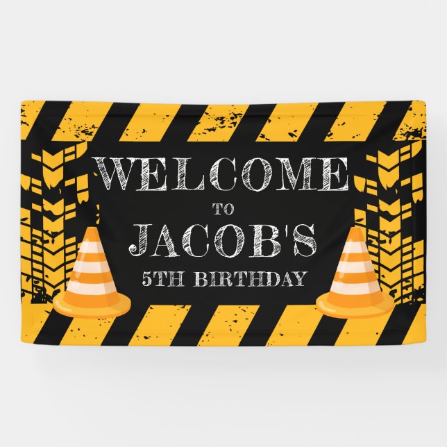 Banderoles En construction Anniversaire Bienvenue (Horizontal)