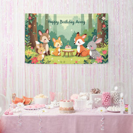 Banderoles Enfant animal de bois mignon anniversaire