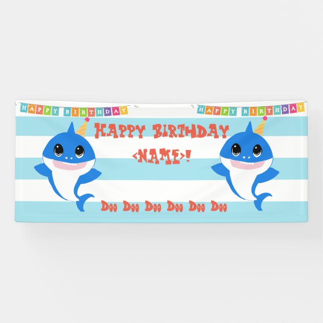 Banderoles Enfant bébé requin personnalisé (Horizontal)