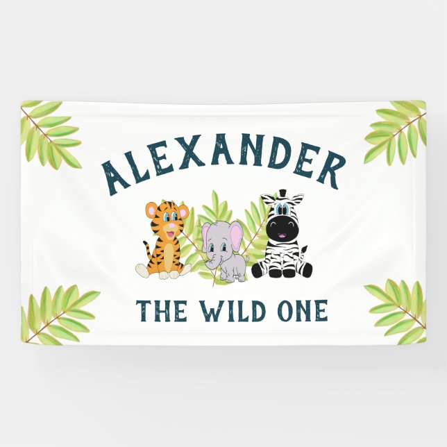 Banderoles Enfants 1er anniversaire mignonne Wild One Boy (Horizontal)