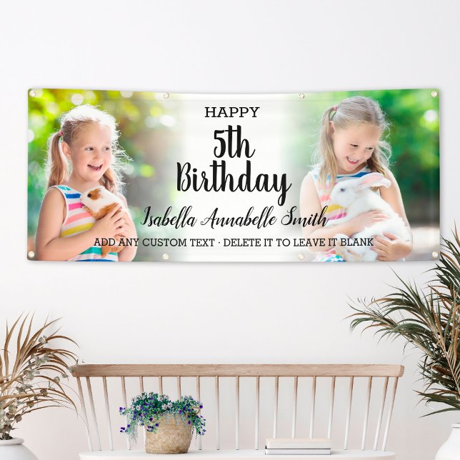 Banderoles Enfants de la fête d'anniversaire de n'importe que (Any Age Girl Birthday Party Kids Photo Collage Banner
)