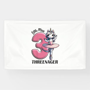 Banderoles Enfants Little Miss Threenager Trois 3ème Annivers