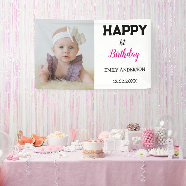 Banderoles Enfants mignons âge photo personnalisé fête d'anni (Fête)